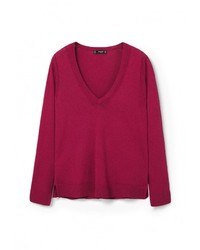 Женский темно-красный свитер с v-образным вырезом от Mango