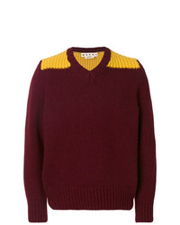 Мужской темно-красный свитер с v-образным вырезом от Marni