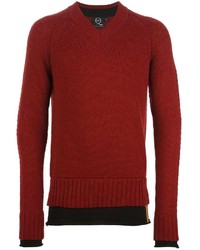 Мужской темно-красный свитер с v-образным вырезом от McQ by Alexander McQueen