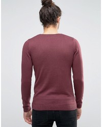 Мужской темно-красный свитер с v-образным вырезом от Asos