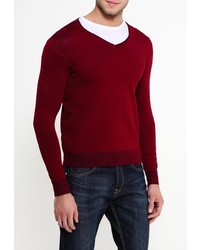 Мужской темно-красный свитер с v-образным вырезом от New Brams