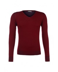 Мужской темно-красный свитер с v-образным вырезом от New Brams