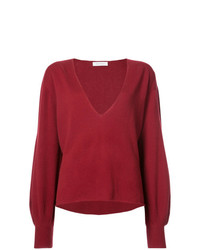 Женский темно-красный свитер с v-образным вырезом от Ryan Roche