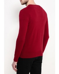 Мужской темно-красный свитер с v-образным вырезом от Sela