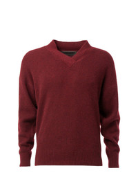 Мужской темно-красный свитер с v-образным вырезом от The Elder Statesman