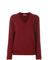 Женский темно-красный свитер с v-образным вырезом от Tomas Maier