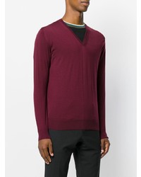 Мужской темно-красный свитер с v-образным вырезом от Prada