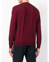 Мужской темно-красный свитер с v-образным вырезом от Prada