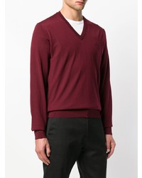 Мужской темно-красный свитер с v-образным вырезом от Dolce & Gabbana