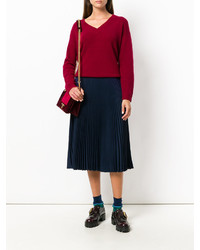 Женский темно-красный свитер с v-образным вырезом от Prada