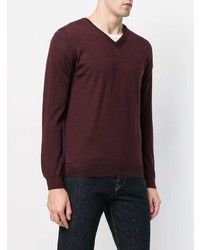 Мужской темно-красный свитер с v-образным вырезом от Lanvin