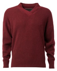 Мужской темно-красный свитер с v-образным вырезом от The Elder Statesman