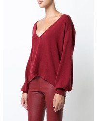 Женский темно-красный свитер с v-образным вырезом от Ryan Roche