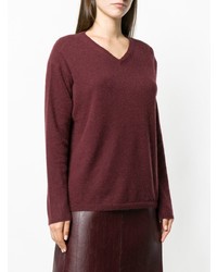 Женский темно-красный свитер с v-образным вырезом от Aspesi
