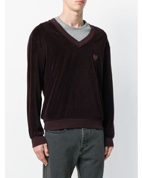 Мужской темно-красный свитер с v-образным вырезом от Yeezy