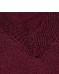 Мужской темно-красный свитер с v-образным вырезом от Dolce & Gabbana