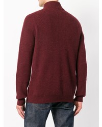 Мужской темно-красный свитер с воротником на молнии от N.Peal