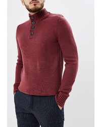 Темно-красный свитер с воротником на пуговицах от Kensington Eastside