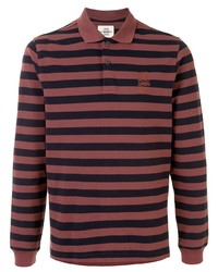 Мужской темно-красный свитер с воротником поло в горизонтальную полоску от Kent & Curwen