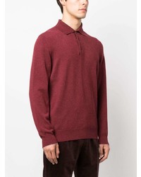 Мужской темно-красный свитер с воротником поло от Brunello Cucinelli