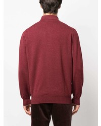 Мужской темно-красный свитер с воротником поло от Brunello Cucinelli