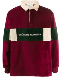 Мужской темно-красный свитер с воротником поло от Drôle De Monsieur