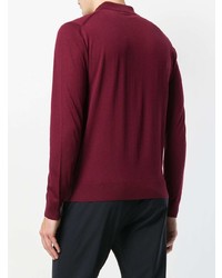 Мужской темно-красный свитер с воротником поло от Prada
