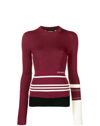 Женский темно-красный свитер с круглым вырезом в горизонтальную полоску от Calvin Klein 205W39nyc