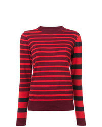 Женский темно-красный свитер с круглым вырезом в горизонтальную полоску от Derek Lam 10 Crosby