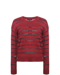 Женский темно-красный свитер с круглым вырезом в горизонтальную полоску от Rag & Bone