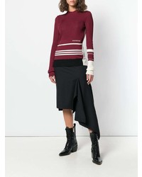 Женский темно-красный свитер с круглым вырезом в горизонтальную полоску от Calvin Klein 205W39nyc