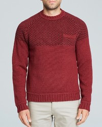 Темно-красный свитер с круглым вырезом в горошек