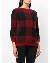 Женский темно-красный свитер с круглым вырезом в клетку от Woolrich