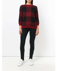 Женский темно-красный свитер с круглым вырезом в клетку от Woolrich