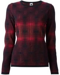 Женский темно-красный свитер с круглым вырезом в клетку от M Missoni