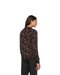 Мужской темно-красный свитер с круглым вырезом с принтом от Fendi