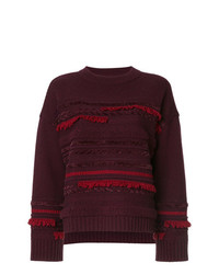 Женский темно-красный свитер с круглым вырезом с принтом от Coohem