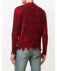 Мужской темно-красный свитер с круглым вырезом с принтом от Overcome