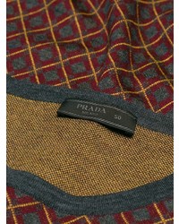 Мужской темно-красный свитер с круглым вырезом с принтом от Prada