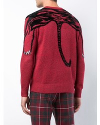 Мужской темно-красный свитер с круглым вырезом с принтом от Kenzo