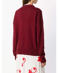 Женский темно-красный свитер с круглым вырезом с принтом от P.A.R.O.S.H.