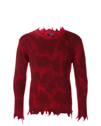 Мужской темно-красный свитер с круглым вырезом с принтом от Overcome