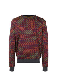 Мужской темно-красный свитер с круглым вырезом с принтом от Prada