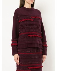 Женский темно-красный свитер с круглым вырезом с принтом от Coohem