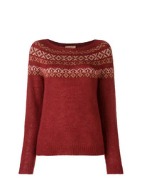 Женский темно-красный свитер с круглым вырезом с принтом от Twin-Set