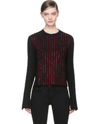 Женский темно-красный свитер с круглым вырезом с шипами от Anthony Vaccarello