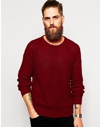 Мужской темно-красный свитер с круглым вырезом от American Apparel