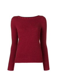 Женский темно-красный свитер с круглым вырезом от Aragona