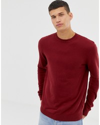 Мужской темно-красный свитер с круглым вырезом от ASOS DESIGN