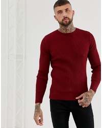 Мужской темно-красный свитер с круглым вырезом от ASOS DESIGN